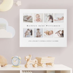 Foto Collage & Monogram für Neugeborene Künstlicher Leinwanddruck