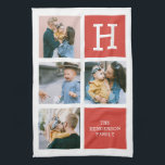 Foto Collage Monogram Modernes Küchentuch<br><div class="desc">Modernes Foto Collage mit Ihrem Monogramm und Namen.</div>