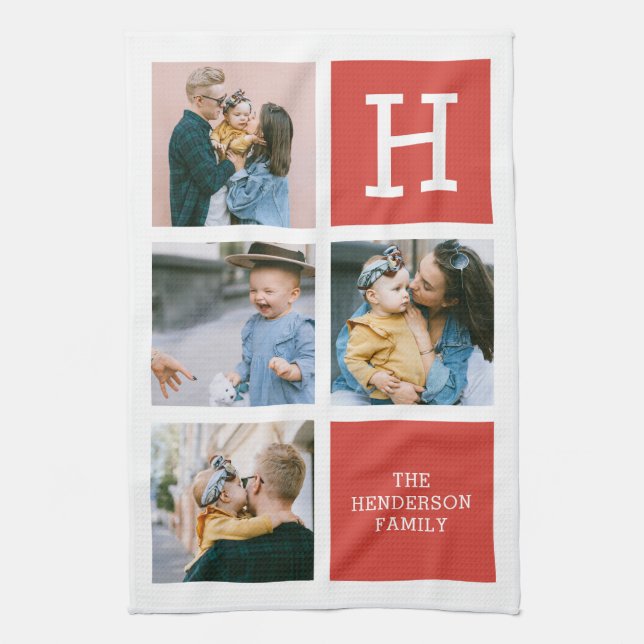 Foto Collage Monogram Modernes Küchentuch (Vertikal)