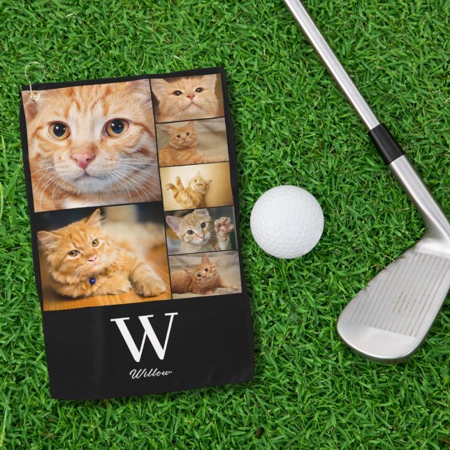Foto Collage Monogram Name Golf Handtuch (Von Creator hochgeladen)