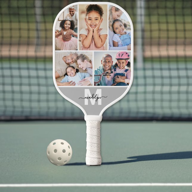 Foto-Collage-Monogramm-Bild Pickleball Schläger (Photo Collage Monogram Picture Pickleball Paddle)