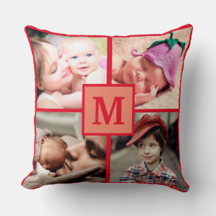 Foto-Collage Monogramm Personalisieren Rote Bilder Kissen