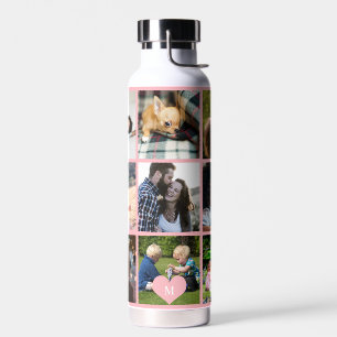 Foto Collage Monogramm personalisiert moderne Rose Trinkflasche