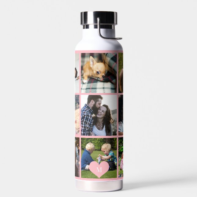 Foto Collage Monogramm personalisiert moderne Rose Trinkflasche (Links)