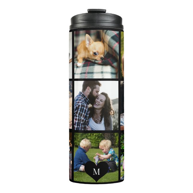 Foto Collage Monogramm personalisiert modernes Sch Thermosbecher (Vorderseite)