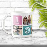 Foto Collage Multicolor Kaffeetasse<br><div class="desc">Große Foto Collage Tasse mit Leerzeichen für 5 Fotos. Das perfekte Geschenk für Eltern oder Großeltern.</div>