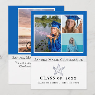 Foto Collage Nautical Blue Starfish Absolvent Ankündigung