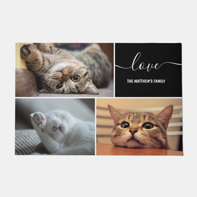 Foto Collage Niedliche Katzen Personalisiert  Fußmatte (Vorderseite)
