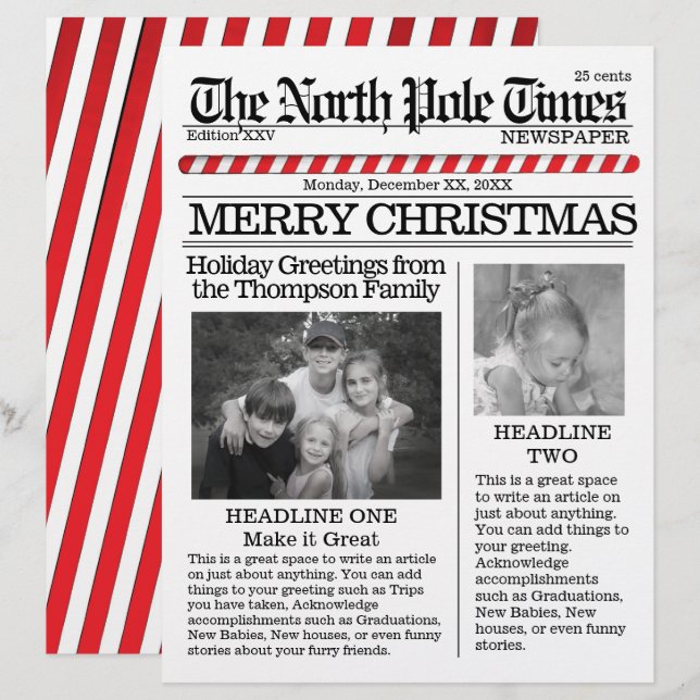 Foto Collage North Pole Weihnachtsspass Briefbogen (Vorne/Hinten)