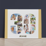Foto Collage Number 30 Neutral 30. Geburtstag Künstlicher Leinwanddruck<br><div class="desc">Erstellen Sie Ihr eigenes personalisiertes Foto für einen 30. Geburtstag. Diese ordentliche Collage aus Foto ist in Form der Zahl 30 auf weißem Hintergrund mit beigefarbenem, neutralem Sand / gelblich gefallenen Rändern. Die Collage kann 14 Fotos enthalten, und die Vorlage ist für Sie bereit, um Ihre Lieblings-Fotos, die von oben...</div>