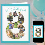 Foto Collage Number 8 Blue 8. Geburtstagskarte Karte<br><div class="desc">Einzigartige und personalisierte Fotokarte zum 8. Geburtstag. Die Fotovorlage ist für Sie ein Set, um Ihre Lieblingsfotos zu dieser Nummer 8 Foto Collage plus ein extra spezielles Foto im Inneren hinzuzufügen. Sie können auch einen Namen oder eine Beziehung (zB Sohn, Bruder) an der Vorderseite hinzufügen und den Geburtstag Gruß im...</div>