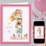 Foto Collage Nummer 1 Girls erster Geburtstag Karte<br><div class="desc">Einzigartige und personalisierte Fotokarte zum 1. Geburtstag für ein kleines Mädchen. Die Fotovorlage ist für Sie ein Set, um Ihre Lieblingsfotos zu dieser Nummer-1-Foto-Collage sowie einem zusätzlichen Foto hinzuzufügen. Sie können auch ihren Namen zu der Vorderseite hinzufügen und anpassen Sie den Geburtstagsgruß innen. Das Design hat einen mageren Schriftart, eine...</div>