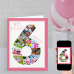 Foto Collage Nummer 6 Girls 6. Geburtstagskarte Karte<br><div class="desc">Einzigartige und personalisierte Fotokarte zum 6. Geburtstag für ein kleines Mädchen. Die Fotovorlage ist für Sie ein Set, um Ihre Lieblingsfotos zu dieser Nummer 6 Foto Collage plus einem extra speziellen Foto im Inneren hinzuzufügen. Sie können auch ihren Namen zu der Vorderseite hinzufügen und anpassen Sie den Geburtstagsgruß innen. Das...</div>