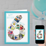 Foto Collage Nummer 6 Jungs 6. Geburtstagskarte Karte<br><div class="desc">Einzigartige und personalisierte Fotokarte zum 6. Geburtstag für einen kleinen Jungen. Die Fotovorlage ist für Sie ein Set, um Ihre Lieblingsfotos zu dieser Nummer 6 Foto Collage plus einem extra speziellen Foto im Inneren hinzuzufügen. Sie können auch seinen Namen zu der Vorderseite hinzufügen und anpassen Sie den Geburtstagsgruß innen. Das...</div>