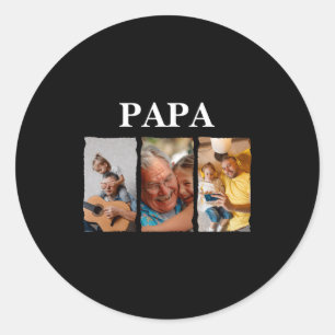 Foto-Collage Papa D Geschenk Runder Aufkleber
