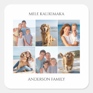 Foto Collage Personalisiert Mele Kalikimaka Quadratischer Aufkleber