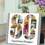 Foto Collage Personalisiert Nummer 80 Geburtstag Fotoplatte<br><div class="desc">80. Geburtstagsschablone - personalisiert mit einer Foto-Collage Ihrer Lieblings-Fotos und individuellem Text. Die Fotovorlage ist für Sie bereit, um Ihre Fotos hinzuzufügen, die in Form einer Zahl 80 angezeigt werden. Die Formulierung, die derzeit "Herzlichen Glückwunsch [Name]!" lautet, kann ebenfalls angepasst werden. Bitte stöbern Sie in meinem Geschäft für mehr Geschenke...</div>