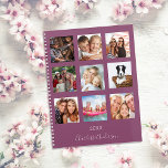 Foto-Collage-Pflaumenname-Skript 2025 Planer<br><div class="desc">Machen Sie Ihr eigenes Foto als Geschenk für Ihre Mutter,  Ehefrau oder sich selbst. Nutzen Sie vier,  neun Ihrer Lieblings-Fotos Ihrer Familie,  Freunden,  Traumreiseziel oder Haustier! Personalisieren und fügen Sie einen Namen und ein Jahr. Der Name ist mit einem modernen handgeschriebenen Stilskript geschrieben. Plum,  lila Hintergrund,  weißer Text.</div>