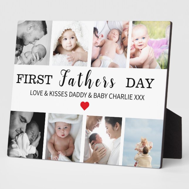 Foto Collage Plaque zum ersten Vatertag | Daddy Fotoplatte (Seite)