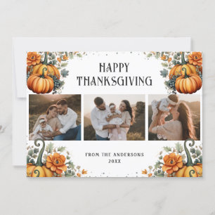 Foto Collage Pumpkins Happy Thanksgiving Card Feiertagskarte