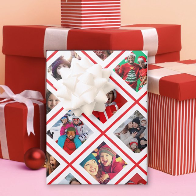 Foto Collage Red Holiday Geschenkpapier Set (Von Creator hochgeladen)