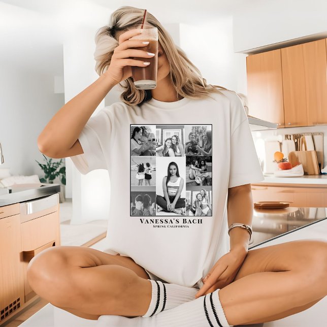 Foto Collage Retro Foto Bachelorette Bestie T-Shirt (Von Creator hochgeladen)