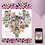 Foto Collage Rosa Herz jedes Alter Geburtstag Karte<br><div class="desc">Herzfoto Geburtstagskarte, geeignet für jedes Alter, die Sie mit bis zu 36 verschiedenen Fotos personalisieren können. Sie können auch den Namen des Geburtstags auf der Vorderseite und Ihre benutzerdefinierte Nachricht im Inneren hinzufügen. Die herzförmige Foto-Collage besteht aus vertikalen, landschaftlichen und quadratischen Bildern. Wenn Sie Probleme mit einem Foto haben, das...</div>