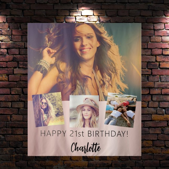 Foto-Collage-Rose für Geburtstagspartei Wandteppich (Von Creator hochgeladen)
