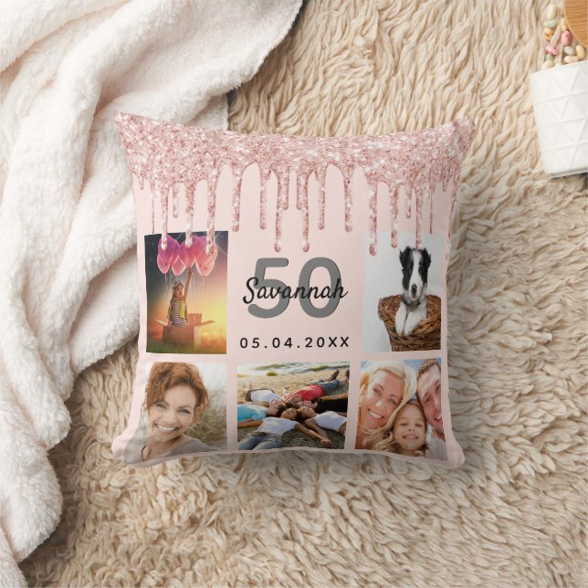 Foto-Collage Rose Gold Glitzer Rosa Kissen (Decke)