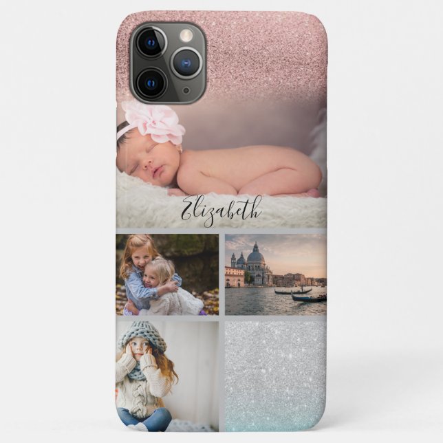 Foto Collage Rose Gold Ihren Namen Case-Mate iPhone Hülle (Rückseite)