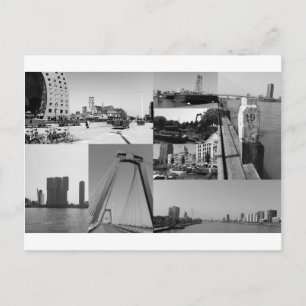 Foto-Collage Rotterdam 2 in Schwarzweiß Postkarte