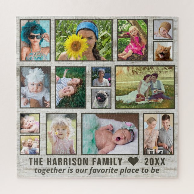 Foto Collage Rustic Wood Custom Family Pic Square (Vertikal)