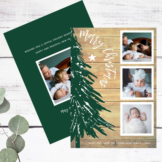 Foto Collage Rustic Wood Pine Tree Weihnachten (Von Creator hochgeladen)