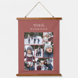 Foto-Collage rustikale Monogramm staubige Rose Wandteppich Mit Holzrahmen