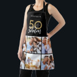 Foto Collage Schwarz und Gold 50. Geburtstag moder Schürze<br><div class="desc">Foto Collage Schwarz und Gold 50. Geburtstag moderne Typografie Design.</div>