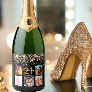 Foto-Collage schwarzes Gold Glitzer Name