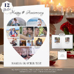 Foto Collage Script Jubiläumskarte des Herzens Karte<br><div class="desc">Feiern Sie ein Jubiläum (oder jede Gelegenheit oder Veranstaltung) mit Foto-Erinnerungen in einer einzigartigen, herzförmigen Collage aus Foto. Die HerzenCollage auf der Vorderseite enthält 10 Bilder und innen eine auf jeder Seite für insgesamt 12 Aufnahmen. Das Beispiel ist für jedes Jahr Hochzeit Jahrestag, aber alle Texte sind editierbar in Ihrer...</div>