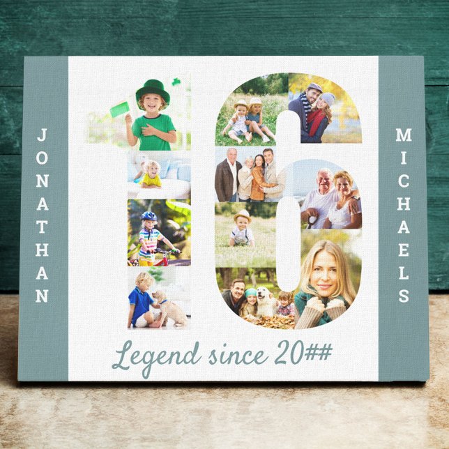 Foto Collage Set in Nummer 16 Aquamarin White Cust Leinwanddruck (Von Creator hochgeladen)