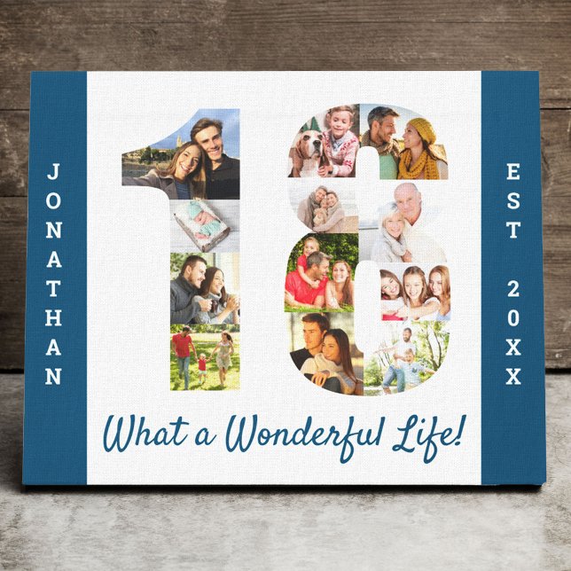 Foto Collage Set in Nummer 18 Blue White Custom Leinwanddruck (Von Creator hochgeladen)