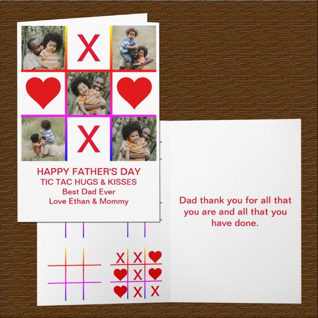 Foto Collage Tic Tac Toe Hugs Kisses Vathers Day Karte (Von Creator hochgeladen)