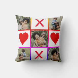 Foto Collage Tic Tac Toe Hugs Kisses Vathers Day Kissen