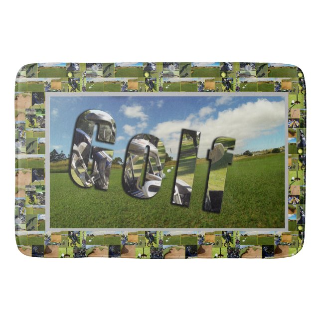 Foto Collage und Logo des Golfplatzes, Badematte (Vorderseite)