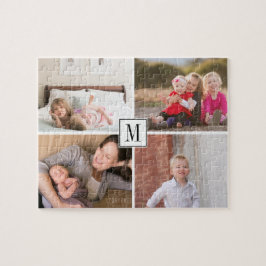 Foto-Collage und Monogramm vier Fotos der Familie