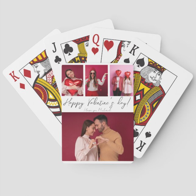 Foto Collage Valentine's Day Couple-Geschenk Spielkarten (Rückseite)