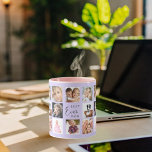 Foto Collage Violett Tasse<br><div class="desc">Ein Geschenk für Ihre Mutter, die ihr Leben mit einer Collage von 14 Fotos feiert. Schwarzer Text: Beste Mama je. Personalisieren und nutzen Sie Ihre eigenen Fotos von ihr, Kindern, Ehemann, Haustieren, Freunden. Trendviolett, lavendelfarbener Hintergrund. Perfekt als Muttertagsgeschenk, zum Geburtstag und zu Weihnachten.</div>