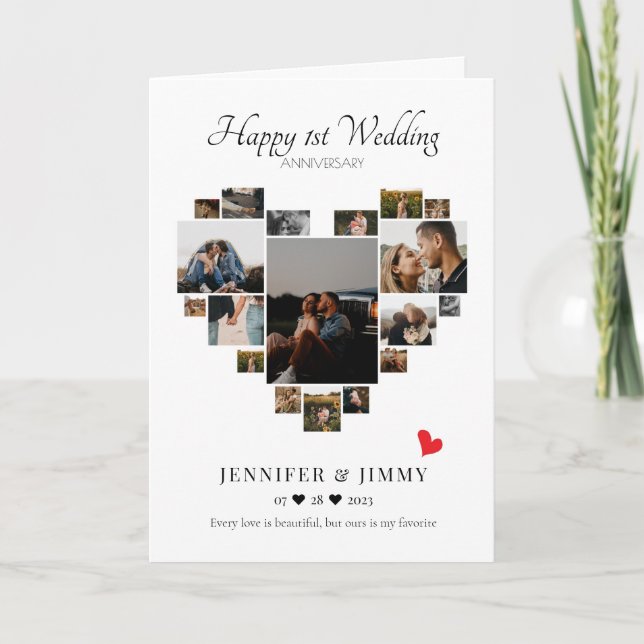 Foto Collage Wedding Jubiläumskarte für Herz Karte (Vorderseite)