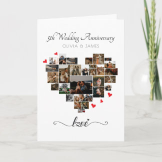 Foto Collage Wedding Jubiläumskarte für Herz Karte