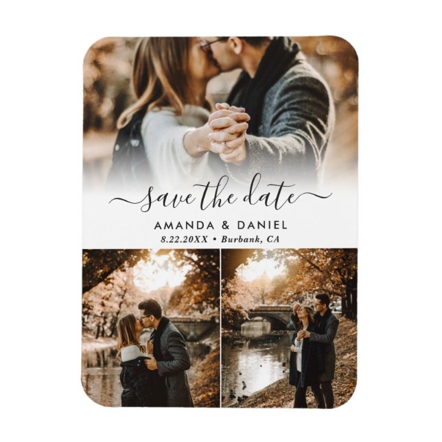 Foto Collage Wedding Save the Date Magnet (Vertikal)