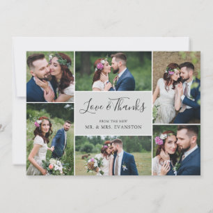 Foto Collage Wedding Vielen Dank Flachkarte   Grau Dankeskarte