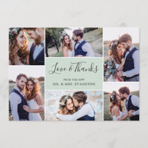 Foto Collage Wedding Vielen Dank Flachkarte   Mint Dankeskarte